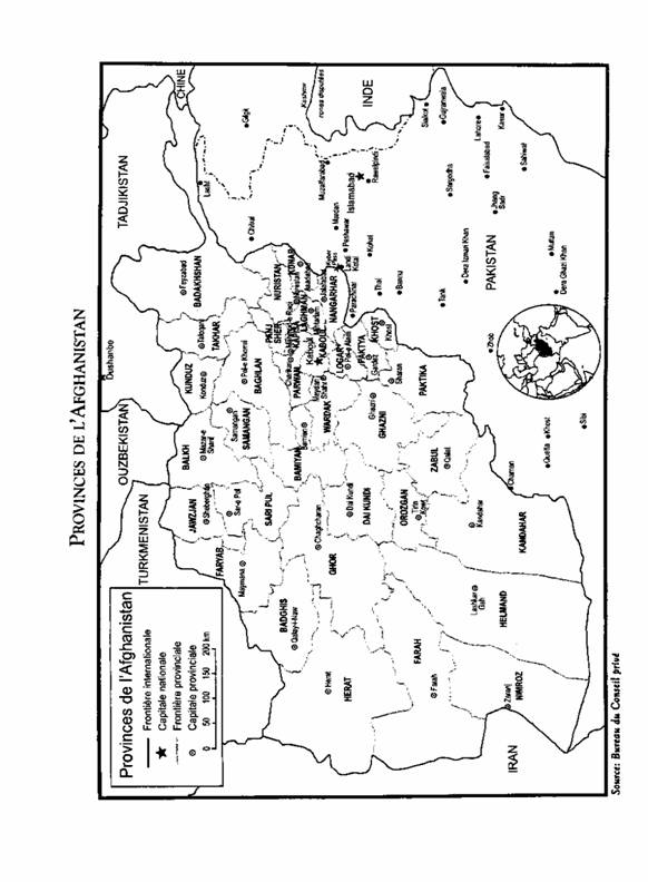 CARTE RÉGIONALE DE L’AFGHANISTAN 
ET SES 34 PROVINCES